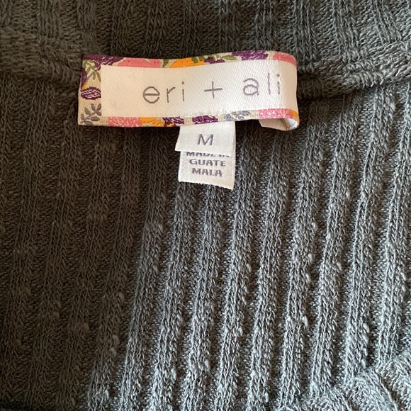 Anthropologie ribbed olive green crewneck sweater with fringed trim - Picture 6 of 7